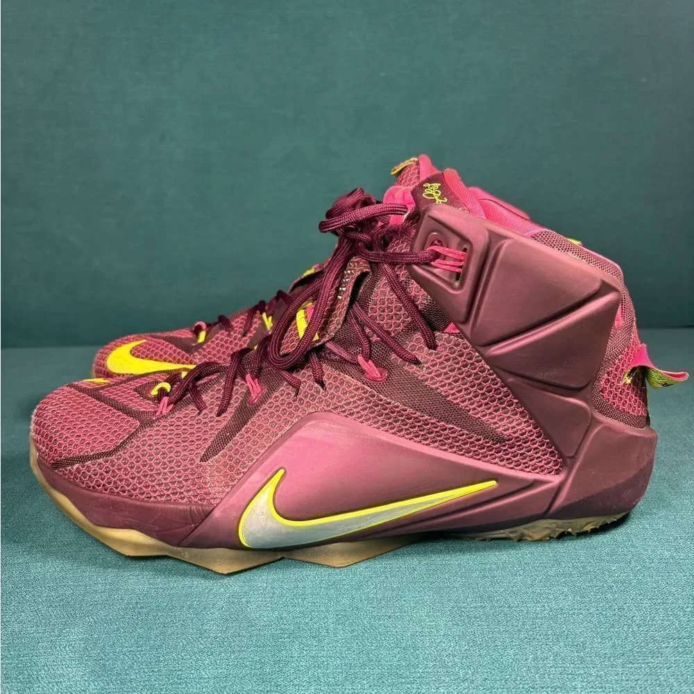 Size 12 - Men’s Nike LeBron XII Double Helix Merlot Volt Pink